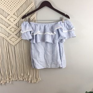 Jack off shoulder striped ruffle top size M